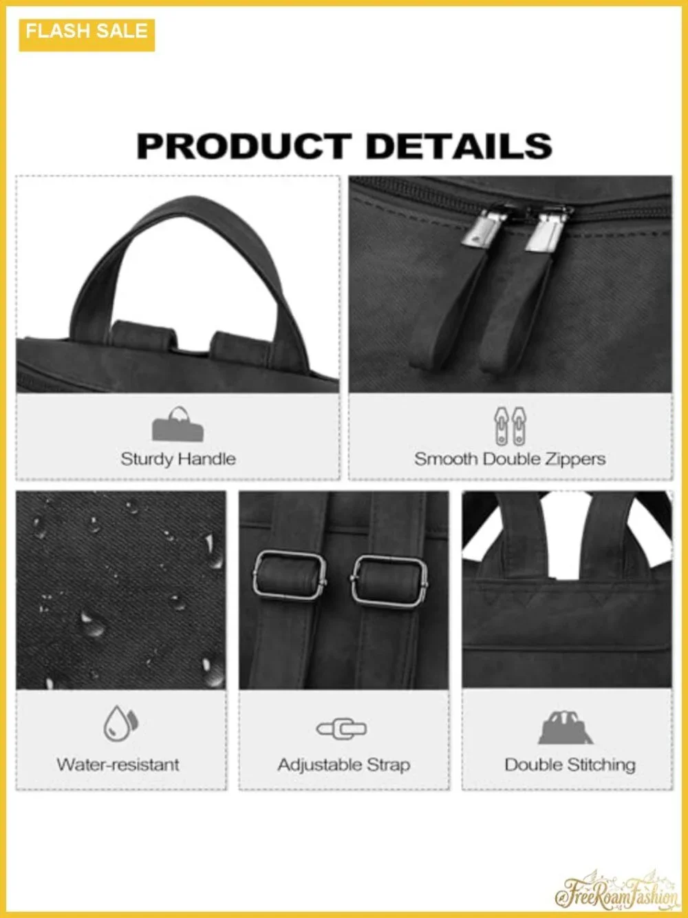 PU Leather Convertible Backpack Purse for Women, 3-Piece Set with Laptop